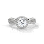 1 Ct Round Brilliant Diamond Ring with Twisted Pave Band