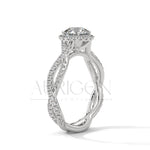 1 Ct Round Brilliant Diamond Ring with Twisted Pave Band