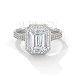 2 Ct Luxury Emerald Diamond Ring with Pave Halo Diamond