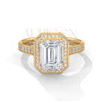 2 Ct Luxury Emerald Diamond Ring with Pave Halo Diamond