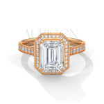 2 Ct Luxury Emerald Diamond Ring with Pave Halo Diamond