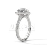 2 Ct Heart Shaped Diamond Halo and Pave Engagement Ring in 14K Solid Gold