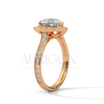 2 Ct Heart Shaped Diamond Halo and Pave Engagement Ring in 14K Solid Gold