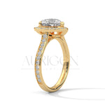 2 Ct Heart Shaped Diamond Halo and Pave Engagement Ring in 14K Solid Gold