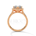 2 Ct Heart Shaped Diamond Halo and Pave Engagement Ring in 14K Solid Gold