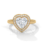 2 Ct Heart Shaped Diamond Halo Engagement Ring in 14K Solid Gold