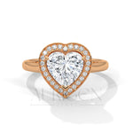 2 Ct Heart Shaped Diamond Halo Engagement Ring in 14K Solid Gold