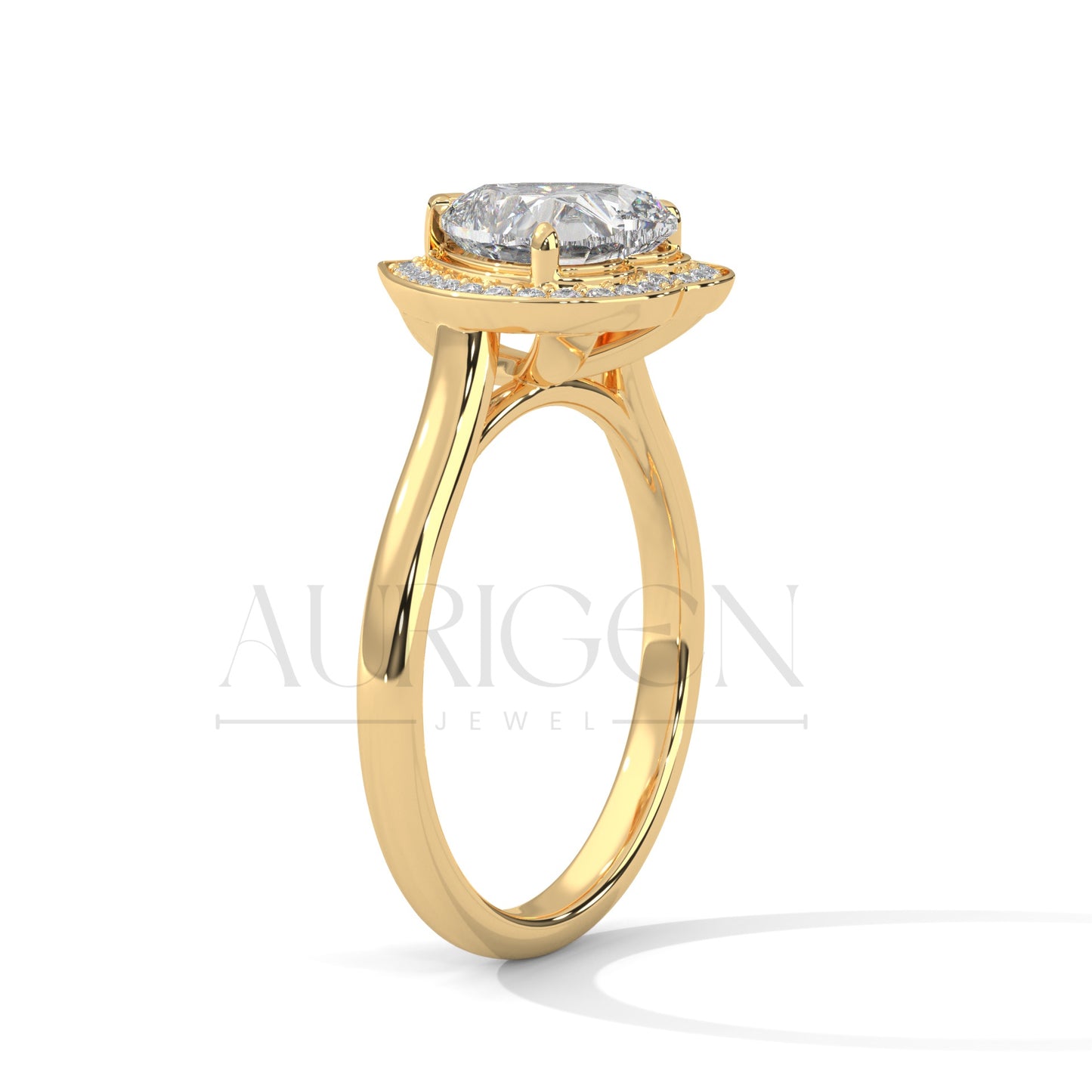 2 Ct Heart Shaped Diamond Halo Engagement Ring in 14K Solid Gold