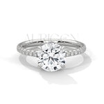 2 Ct Classic Round Brilliant Diamond Engagement Ring with Pave Band in 14K Solid Gold