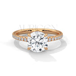 2 Ct Classic Round Brilliant Diamond Engagement Ring with Pave Band in 14K Solid Gold