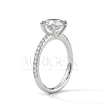 2 Ct Classic Round Brilliant Diamond Engagement Ring with Pave Band in 14K Solid Gold