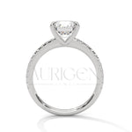 2 Ct Classic Round Brilliant Diamond Engagement Ring with Pave Band in 14K Solid Gold