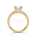2 Ct Classic Round Brilliant Diamond Engagement Ring with Pave Band in 14K Solid Gold