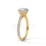 2 Ct Cushion Cut Diamond Engagement Ring with Pave Band in 14K Solid Gold