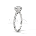 2 Ct Cushion Cut Diamond Engagement Ring with Pave Band in 14K Solid Gold