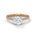 2 Ct Cushion Cut Diamond Engagement Ring with Pave Band in 14K Solid Gold