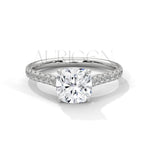 2 Ct Cushion Cut Diamond Engagement Ring with Pave Band in 14K Solid Gold