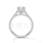 2 Ct Cushion Cut Diamond Engagement Ring with Pave Band in 14K Solid Gold