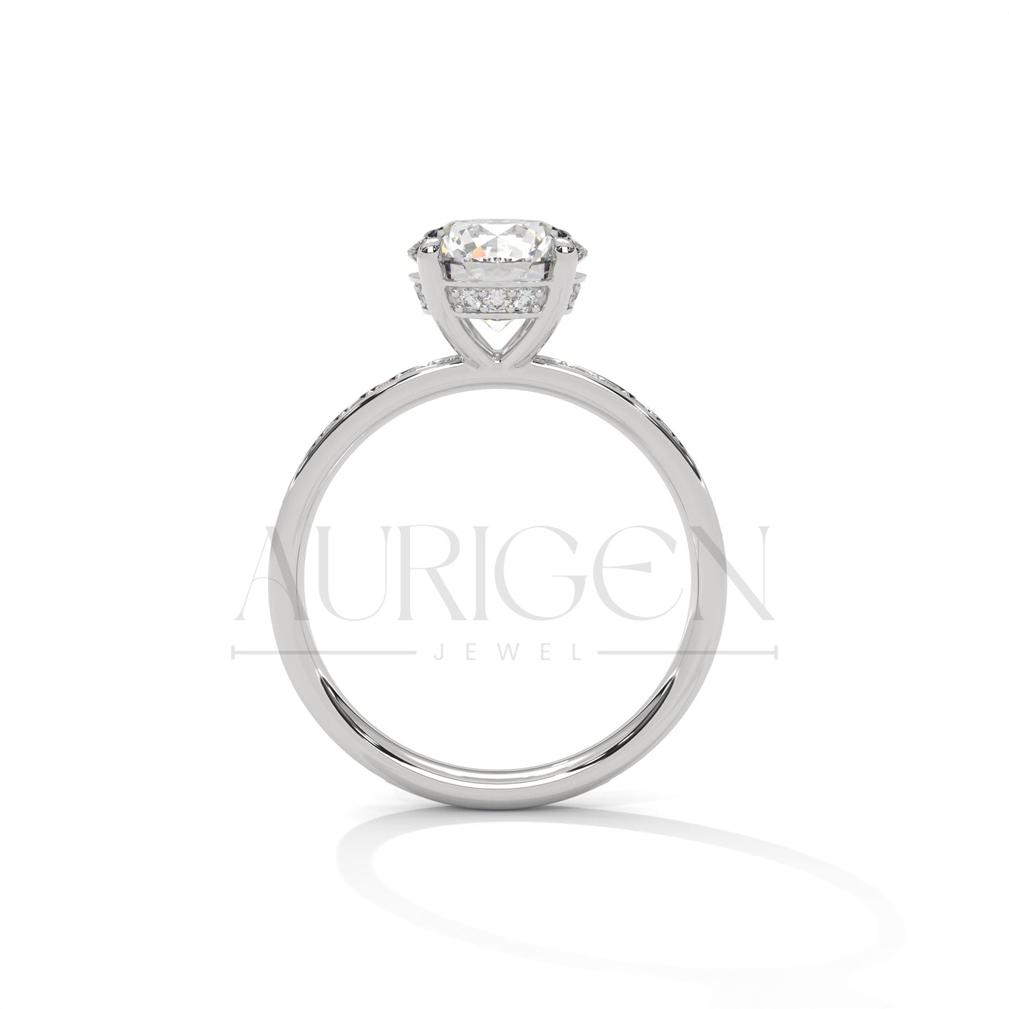 Classic 2.0 CT Round Cut Diamond Ring – 14K Solid Gold with Pave Accents