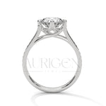 Sparkling Elegance: Round Cut Diamond with Side Pave Setting in 14K Yellow Gold Ring