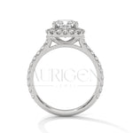 Luxurious Cushion Cut Engagement Ring with Halo and Pave Diamonds In 14K Solid Gold Ring