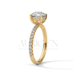 2.0 CT Round Brilliant Cut Diamond Pave Engagement Ring in 14K Solid Gold