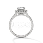 Dazzling 14K Solid Gold Engagement Ring Oval Cut Moissanite Diamond Halo and Pave Setting Ring