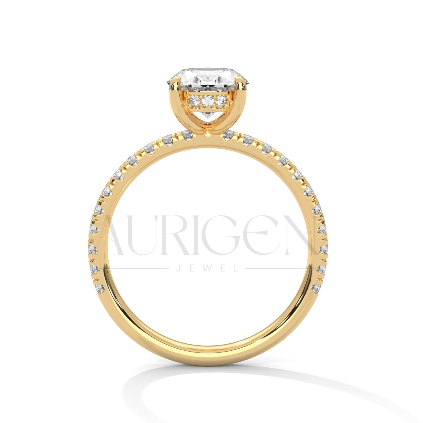 2.0 CT Oval Cut Diamond Pave Set Engagement Ring in 14K Solid Gold