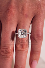 Cushion Halo Engagement Ring With Pave Setting Moissanite & Leb Diamond Ring