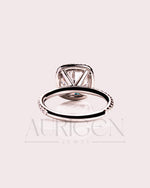 Cushion Halo Engagement Ring With Pave Setting Moissanite & Leb Diamond Ring