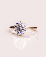 North-South-East-West Prong Round Moissanite and Leb Grown Diamond 14K Solid Gold Ring