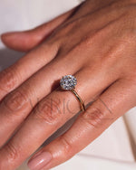 North-South-East-West Prong Round Moissanite and Leb Grown Diamond 14K Solid Gold Ring