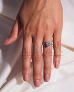 North-South-East-West Prong Round Moissanite and Leb Grown Diamond 14K Solid Gold Ring