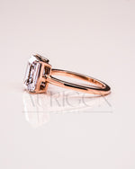 Unique Toi et Moi Engagement Ring with Pear & Emerald Moissanite and Leb 18K Rose Gold Ring