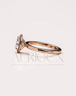 Sparkling Oval Cut Moissanite and Lab Grown Diamond Halo Ring - 14K Solid Gold