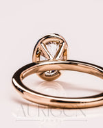 Sparkling Oval Cut Moissanite and Lab Grown Diamond Halo Ring - 14K Solid Gold