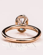 Sparkling Oval Cut Moissanite and Lab Grown Diamond Halo Ring - 14K Solid Gold