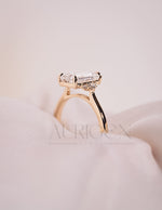 2.5 Ct Emerald Cut Moissanite Engagement Ring in 14K Solid Gold Cluster Diamond Wedding Ring