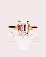 2.5 Ct Emerald Cut Moissanite Engagement Ring in 14K Solid Gold Cluster Diamond Wedding Ring