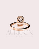 Modern Emerald Cut Moissanite and Lab Grown Diamond Bezel Set Ring