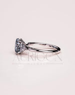 Oval & Pear Cut Moissanite and Leb Grown Three-Stone Ring in 14k White Gold