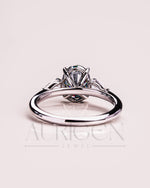 Oval & Pear Cut Moissanite and Leb Grown Three-Stone Ring in 14k White Gold