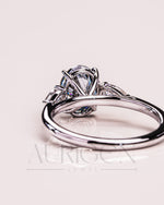 Oval & Pear Cut Moissanite and Leb Grown Three-Stone Ring in 14k White Gold