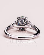 Oval & Pear Cut Moissanite and Leb Grown Three-Stone Ring in 14k White Gold