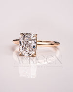 Cushion Cut Moissanite & Leb Grown Engagement Ring in 14k Solid Gold