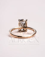 Cushion Cut Moissanite & Leb Grown Engagement Ring in 14k Solid Gold