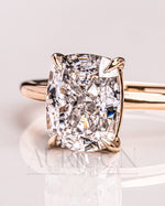 Cushion Cut Moissanite & Leb Grown Engagement Ring in 14k Solid Gold