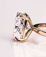 Cushion Cut Moissanite & Leb Grown Engagement Ring in 14k Solid Gold