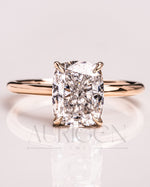 Cushion Cut Moissanite & Leb Grown Engagement Ring in 14k Solid Gold