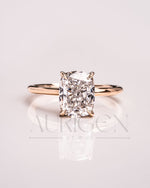 Cushion Cut Moissanite & Leb Grown Engagement Ring in 14k Solid Gold